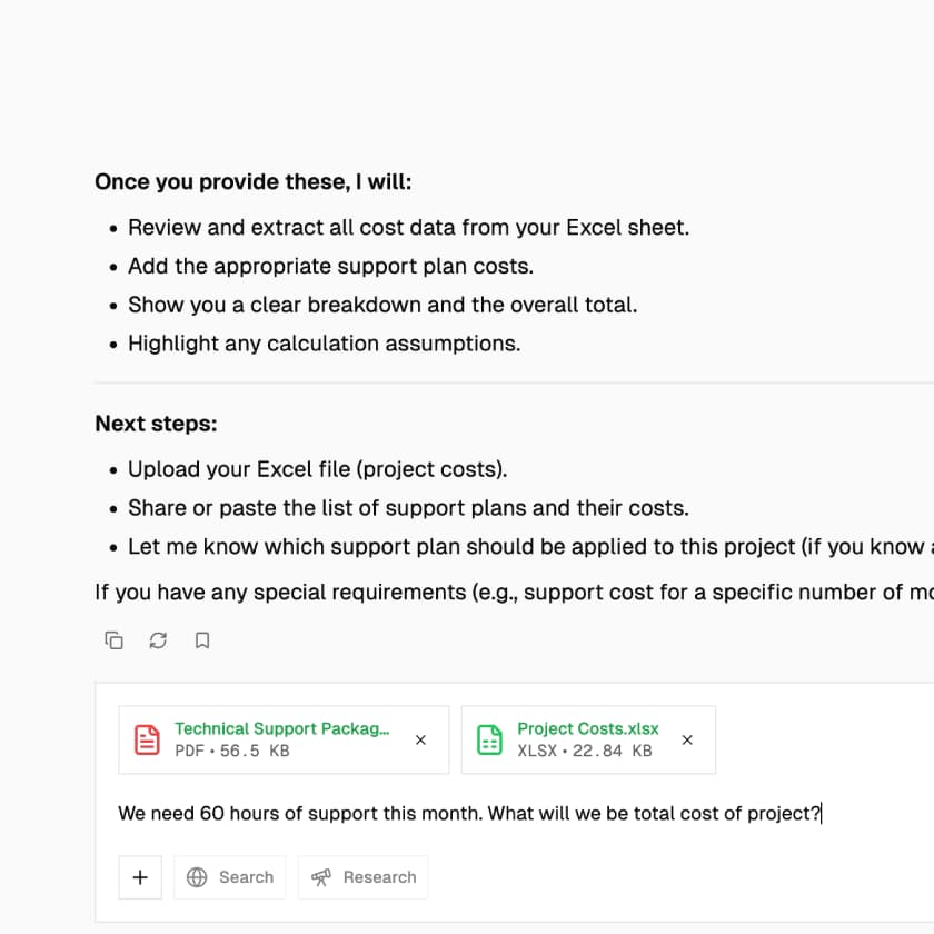 Simple chat interface showing user typing commands